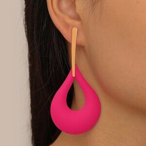 Hot Pink Tear Drop Earrings, Fashion Earrings, Jewelry,